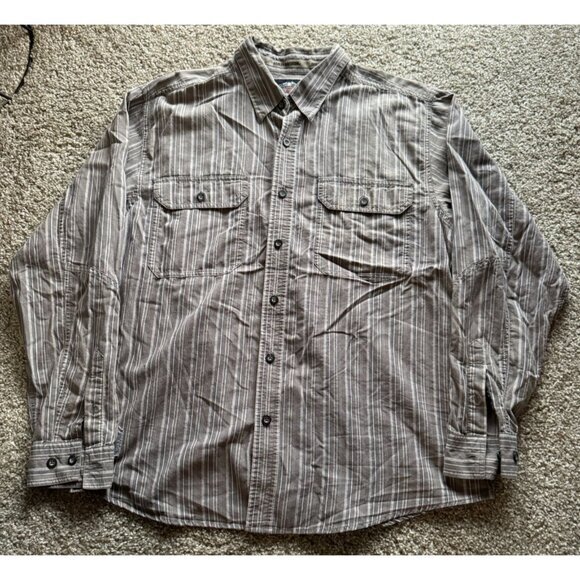 Harley Davidson Long Sleeve Button Up Gray Stripe Shirt Mens XL‎ |F1 - Picture 1 of 6